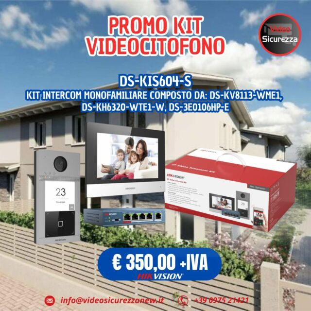 𝐏𝐑𝐎𝐌𝐎 𝐕𝐈𝐃𝐄𝐎𝐂𝐈𝐓𝐎𝐅𝐎𝐍𝐎 𝐌𝐀𝐆𝐆𝐈𝐎 𝟐𝟎𝟐𝟒

Kit Intercom Videocitofono Monofamiliare Hikvision DS-KIS604-S composto da:

DS-KV8113-WME1 : Postazione da Esterno IP Wi-Fi

DS-KH6320-WTE1-W : Postazione da interno IP 7" (Monitor Bianco)

DS-3E0106HP-E : Switch Gigabit Poe x4 + Uplink Gigabit

Per maggiori informazioni contattateci.

💻 www.videosicurezzanew.it

📞 +39 0975 21421

#Videosicurezza #videosorveglianza #HIKVISION #telecamere #rilevamentopersone #rilevamentoveicoli #telecameredisicurezza #sicurezza #hikvisionitalia #allarmeaudio #acusense #hikvision #hikvisioncamera #hikvision_cctv #HIKvisionTechnology #hikvisionitaly