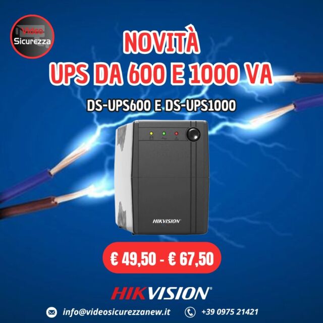 Novità UPS Hikvision da 660VA e 100VA 

DS-UPS600

DS-UPS1000

https://www.videosicurezzanew.it/categoria-prodotto/videosicurezza/tvcc-videosorveglianza/ups/

Per maggiori informazioni contattateci.

💻 www.videosicurezzanew.it

📞 +39 0975 21421

#videosicurezza #videosorveglianza #hikvision#telecamere #rilevamentopersone #rilevamentoveicoli #telecameredisicurezza #sicurezza #hikvisionitalia #antifurto #allarmeaudio #acusense #hikvision #hikvisioncamera #hikvision_cctv #HIKvisionTechnology #hikvisionitaly